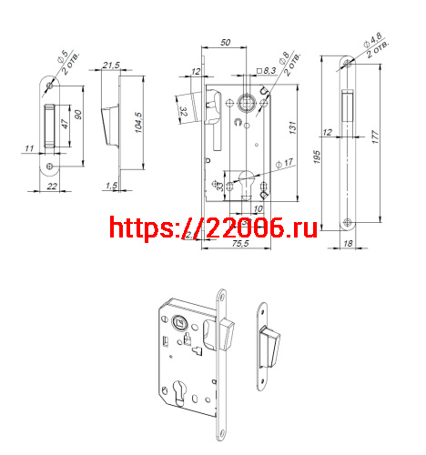 Корпус Fuaro (Фуаро) замка MAGN5300-M-C (5300-M-C) SN мат.никель фото 3