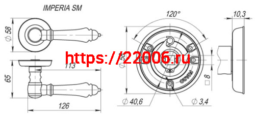 Ручка Fuaro (Фуаро) раздельная R.SM58.IMPERIA (IMPERIA SM) AB-7 матовая бронза фото 2