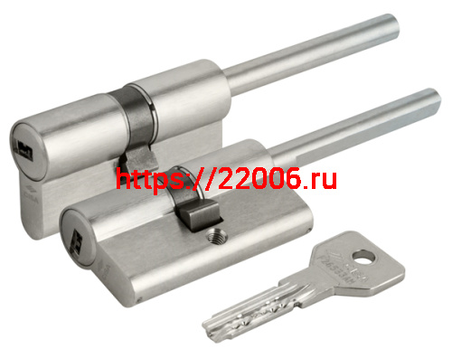 Цилиндровый механизм Cisa (Чиза) под вертушку (дл. шток) ASIX OE307-07.12 (60 мм/25+10+25), НИКЕЛЬ