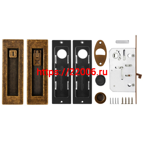 Защелка Armadillo (Армадилло) с ручками для раздвижных дверей SH.URB153.KIT011-BK (SH011 URB) OB-13 античная бронза фото 2