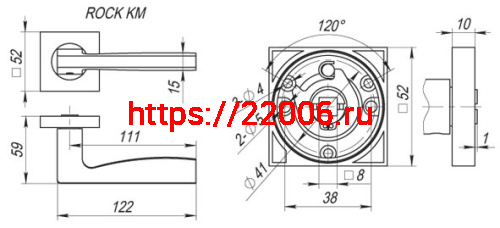 Ручка Fuaro (Фуаро) раздельная K.KM52.ROCK (ROCK KM) SN/CP-3 матовый никель/хром фото 2