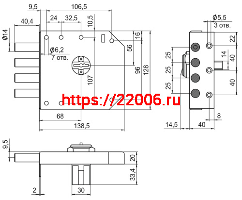 Замок Elbor (Эльбор) врезной сувальдный RеХ.2.1, 3 кл. фото 2
