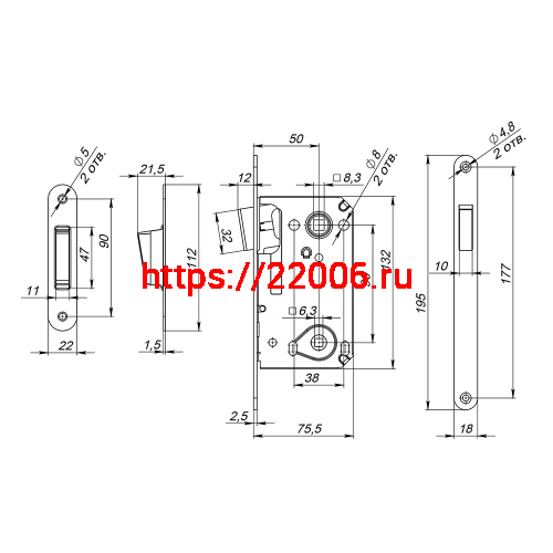 Защелка Fuaro (Фуаро) врезная MAGN5300-M-WС (5300-M-WC) CP хром фото 3