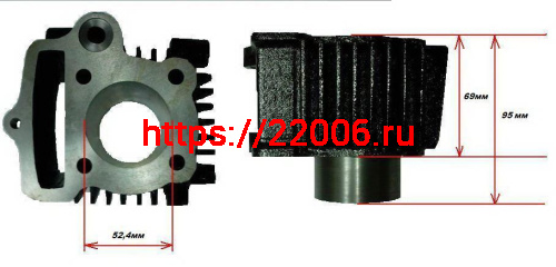 Цилиндро-поршневая группа 139FMB 4Т d-52.4 мм 110cc с тефлоновым покрытием TMMP