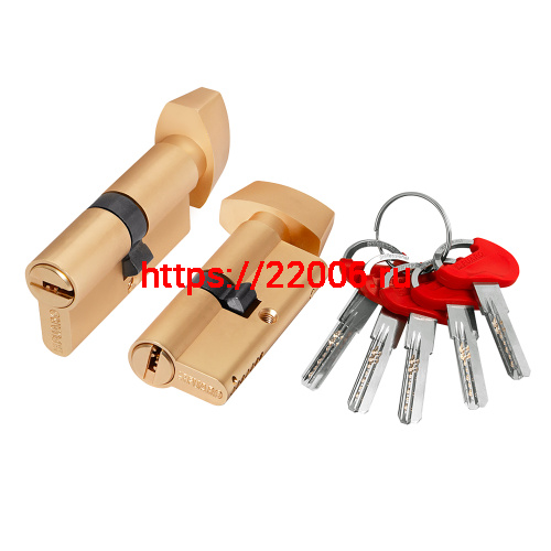 Цилиндровый Fuaro (Фуаро) механизм (D-PRO502/60) D-PRO5002KnobRL60(25+10+25) SSG-39 сатинированное золото 5Key