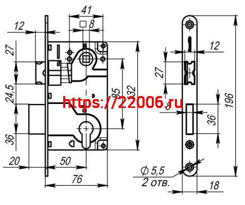 Корпус Armadillo (Армадилло) врезного замка c защёлкой METLH25-50 Box (LH 25-50) AB бронза фото 4