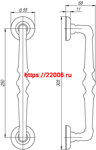 Ручка-скоба Fuaro (Фуаро) PULL.SM250.PALAZZO RB-10 (PALAZZO PULL SM) французское золото фото 5