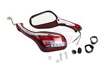 Зеркала (070) пласт.Каплевидные объемные красные, поворотник (круглый разъем под скутер)