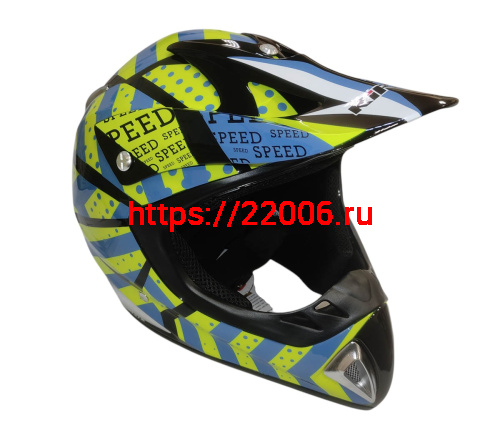 Шлем кроссовый KIRIN K27, черный, черн-бел, зелен-желт, размер S