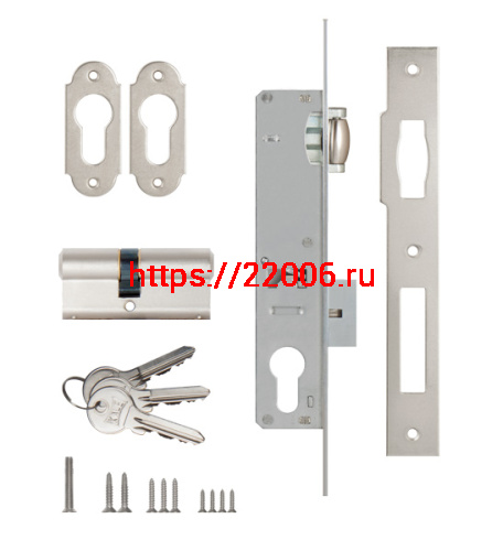 Замок Kale kilit (Кале килит) врезной цилиндровый узкопроф.155 (20 mm) (никель) 3 кл. фото 2