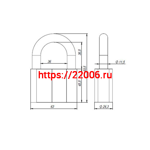 Замок Ajax (Аякс) навесной PD-4070 (PD-40-70) 3 fin key фото 3