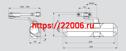 Дверной Dorma (Дорма) доводчик TS 68 EN 2/3/4, со складным рычагом, белый фото 3