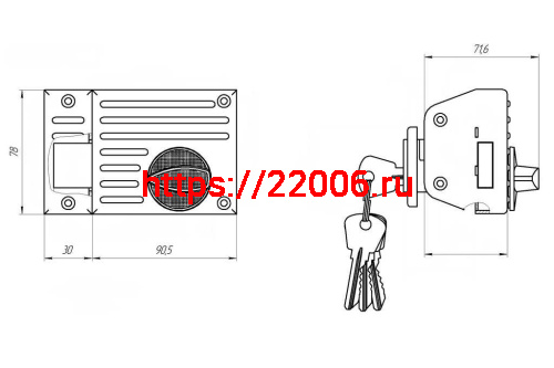 Замок Zenit (Зенит) накладной ЗН1-2.1 (бриллиант) фото 2
