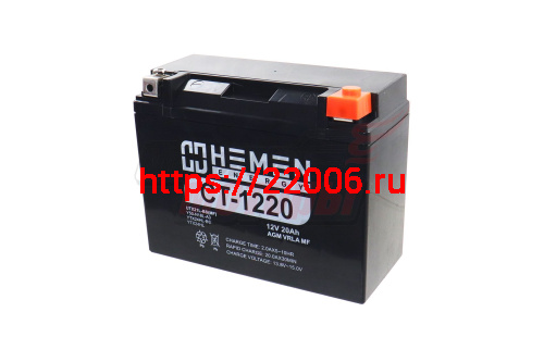 Аккумулятор 12В20Ач HEMEN ENERGY CT1220 (Y50-N18L-A3) (кислотн, герметичн) (обр. пол) (205*89*163мм)