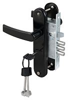 Замок Sam (Сам) врезной сувальдный с защёлкой в комплекте с ручкой ЗВ9-8/13 (черный муар), 3 кл. /76704/