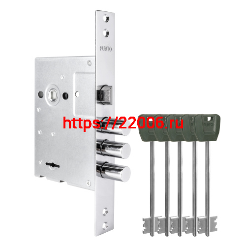 Замок Punto (Пунто) врезной сувальдный MDV30/S-65.77 CP хром (длинный ключ) тех.уп.