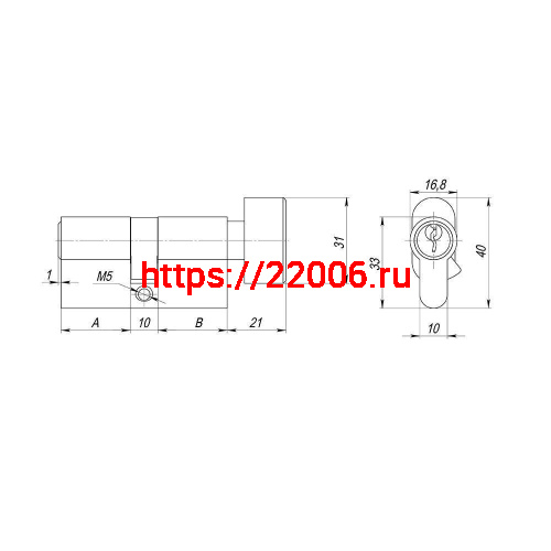 Цилиндровый Ajax (Аякс) механизм (AX102/70) AX1002Knob70 (30+10+30)/HD CP хром 4Key с вертушкой фото 3
