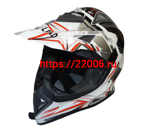 Шлем кроссовый "Safelead" HF-116 MATT BLACK белый Q158R размер M  NEW фото 2