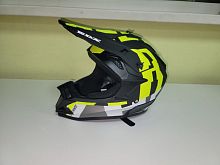 Мотошлем 166 Детский Кросс черно-зелено-белый матовый (XL)