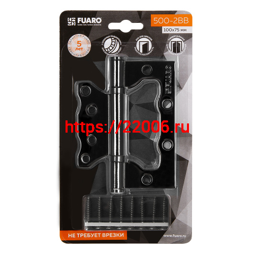 Петля Fuaro (Фуаро) универсальная без врезки IN4500W-BL BN (500-2BB/BL 100x2,5) черный глянец БЛИСТЕР фото 2