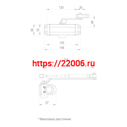 Доводчик Fuaro (Фуаро) дверной DC20-2 (DC-202) AL до 45 кг (алюминий) фото 3