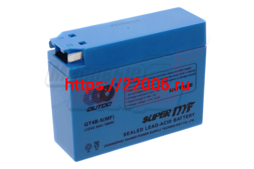 Аккумулятор 12В 2,3Ач OUTDO GT4B-5(MF) (аналогCT12025) (кислотный, герметичный) (боков.полярн) (113*39*87мм)