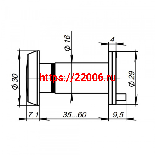 Глазок Punto (Пунто) дверной, оптика пластик DV-1/60-35/P (DVP1/NEW) CP хром фото 3