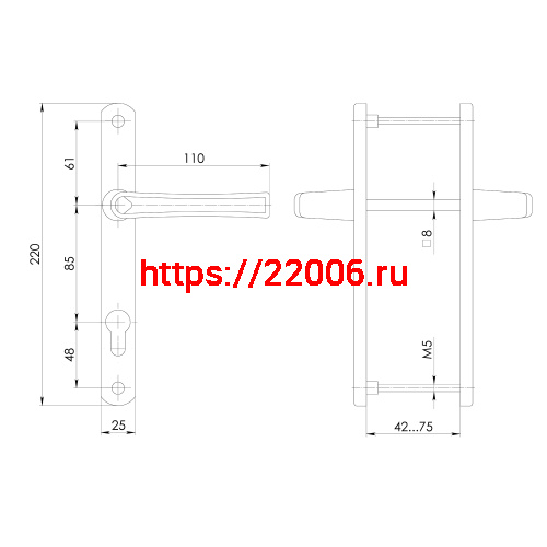 Ручка Punto (Пунто) на планке HANDLE.85.25.67-75 RAL 9016 белый фото 3