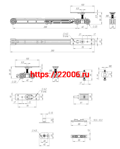 Комплект Armadillo (Армадилло) для раздвижных дверей SLD.Comfort-PRO.SET3.soft close+roller/80 фото 5