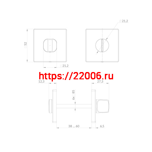 Ручка Punto (Пунто) поворотная BK6.K.EST.Q52 BL-24 черный фото 3