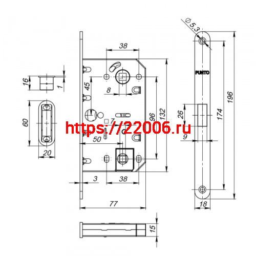 Защелка Punto (Пунто) врезная магнитная ML96WC-50 ABG (бронза) фото 2