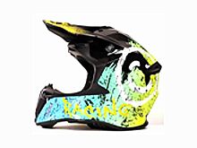 Мотошлем VIRTUE MD-902 Кросс черный с голубо-салатовым граффити (XXL)