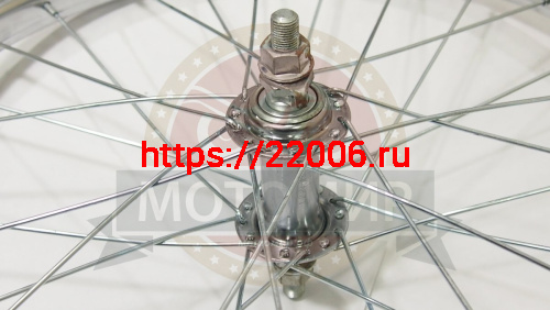 Обод Вело 18" передний (1 стеночный) хром, втулка сталь, гайки фото 2