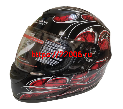 Шлем интеграл KIRIN K-22, черный, черн-крас матовый, черн-крас, размер XL