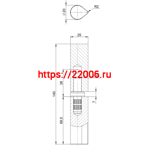 Петля приварная D20x140 B2B (без фаски)