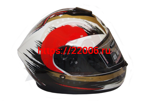 Шлем интеграл YM-831 "YAMAPA" CAT WHITE, BLUE YELLOW, размер  XL (прозрачный визор) NEW (6 шт. упак) фото 2