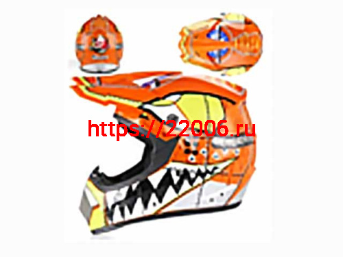Мотошлем VIRTUE MD-905 Кросс оранжевый с черно-салатовым рисунком (L)
