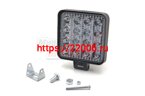 Фара светодиодная 48W 16 диодов SMD, 25мм квадрат. мет. корпус, дальний свет (Spot)
