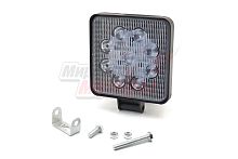 Фара светодиодная 27W 9 диодов SMD, 20мм квадрат. мет. корпус, дальний свет (Spot)