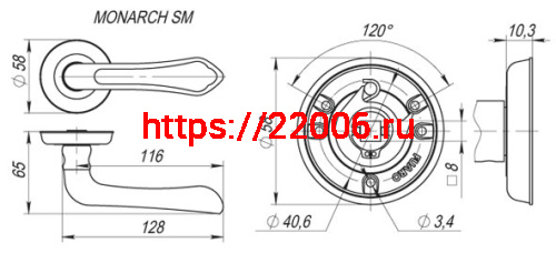Ручка Fuaro (Фуаро) раздельная R.SM58.MONARCH (MONARCH SM) MAB-6 темная бронза фото 2