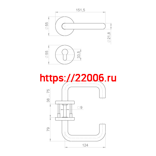 Комплект Fuaro (Фуаро) дверных ручек с накладками под цилиндр FR.DH57.0219 NE (DH-0219 NE) 9x140 мм, BL-24 черный фото 4