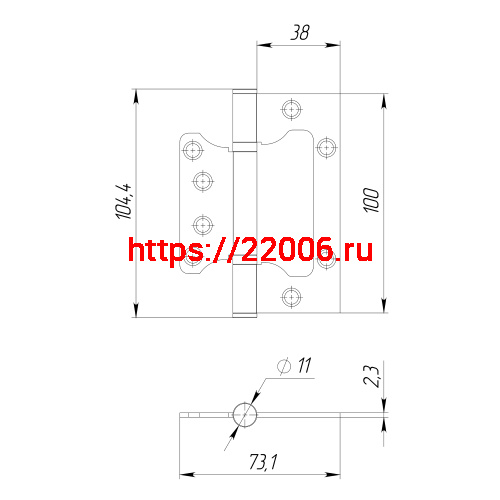 Петля Ajax (Аякс) универсальная без врезки IN4000W SN (100/P-2B 100x2,3) мат.никель фото 4