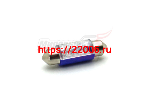 Лампа 12 В T11х36, 2 светодиода LED, двухцокольная, подсветки, синяя