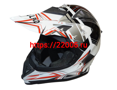 Шлем кроссовый "Safelead" HF-116 MATT BLACK белый Q158R размер M  NEW