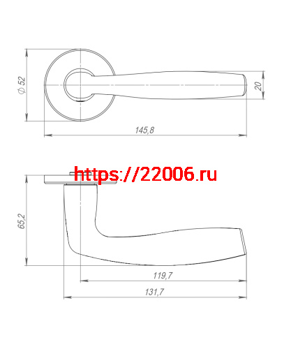 Ручка Punto (Пунто) раздельная R.ARC.R52.FORTUNA CP-8 хром ТРОСИК фото 4