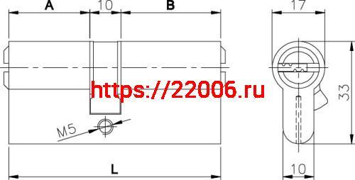 Цилиндровый Kale kilit (Кале килит) механизм 164 BN/90 (35+10+45) mm никель 5 кл. фото 2