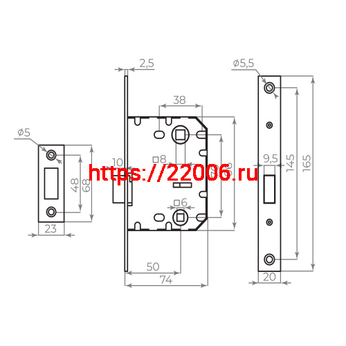 Защелка Ajax (Аякс) врезная MAGNLN72-50 GP золото фото 2