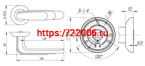 Ручка Fuaro (Фуаро) раздельная WING RM/HD SN/CP-3 матовый никель/хром фото 2