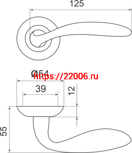 Ручка Armadillo (Армадилло) раздельная R.LD54.Virgo (Virgo LD57) SN/CP-3 матовый никель/хром фото 3