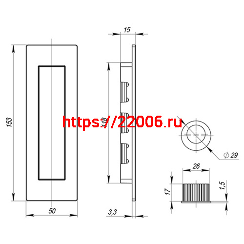 Ручка Armadillo (Армадилло) для раздвижных дверей SH.URB153.010 SG мат.золото фото 4